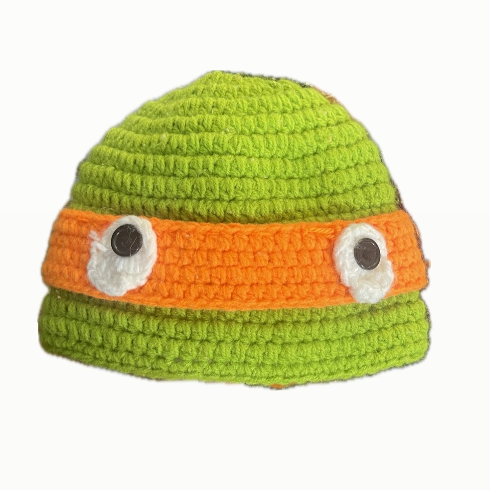 HANDMADE Absolutely Adorable Ninja Turtles Michelangelo Crochet Beanie Hat
